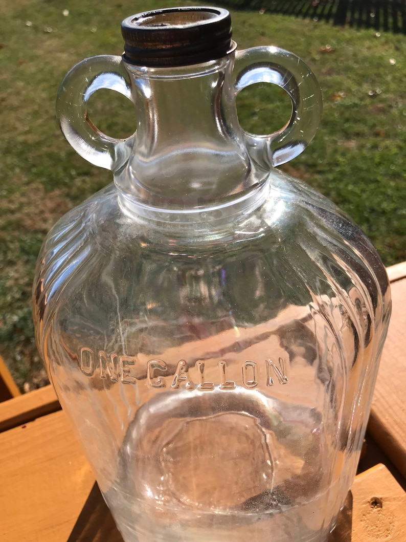 Vintage Large Clear Glass Bottle 1 Gallon Jug One Old Antique Whiskey Wine