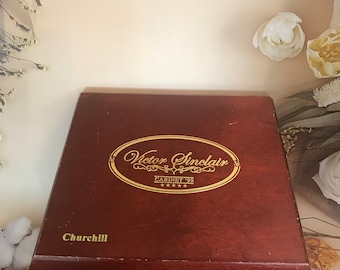 Victor Sinclair Wooden Cigar Box~ Churchill ~Wooden Cigar Box~ Cabinet 99 ~ManCave ~ Collectible Gift ~ Dominican Republic