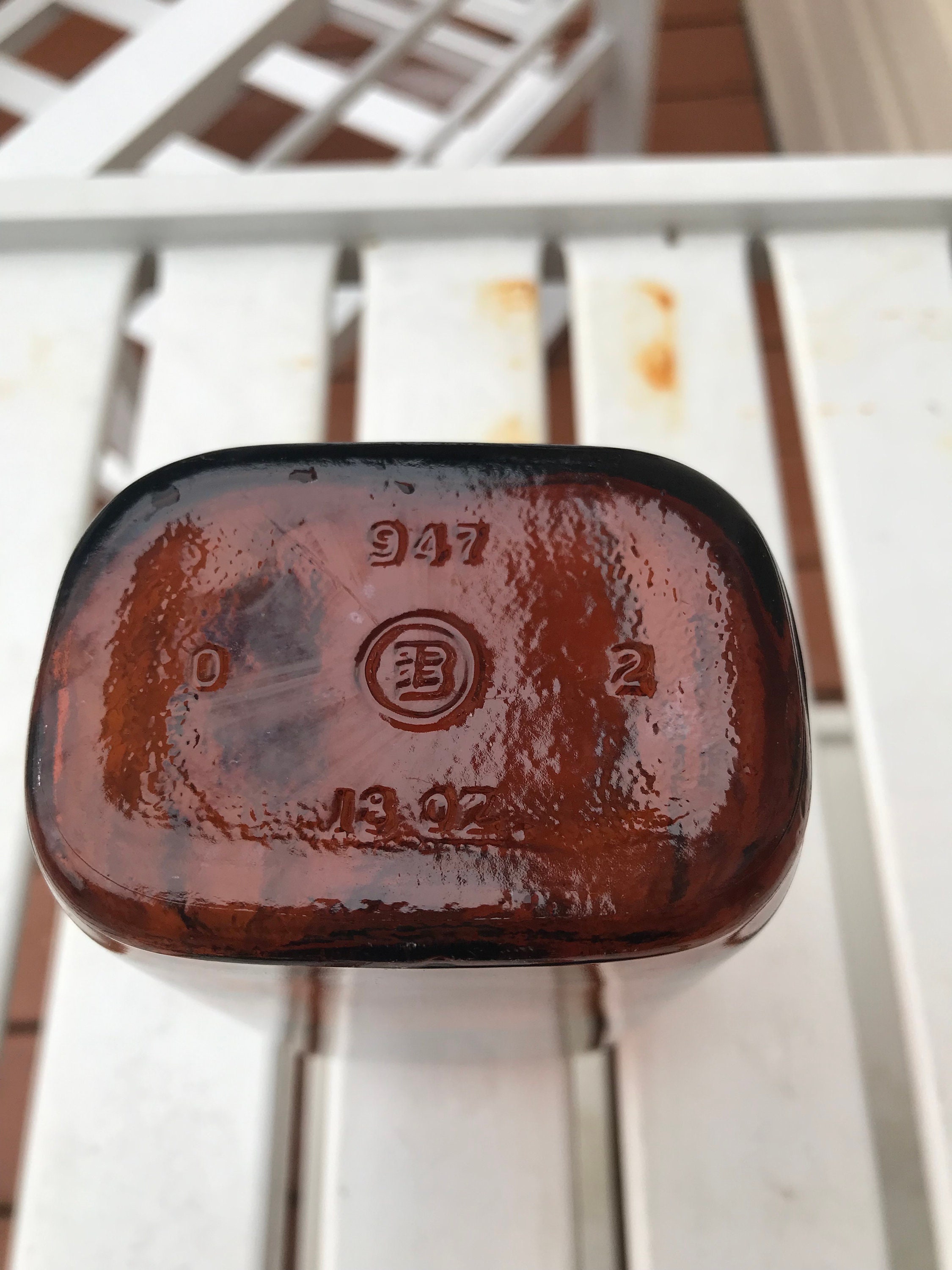 Jolie Bouteille Ancienne En Verre Soufflé Teinte Ambrée 70 Cl