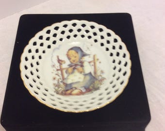 Vintage M. J. Hummel Porcelain Plate ~ Germany ~ Reticulated Pierced Edges ~ Original Box ~ Collectible ~ Wall Decor