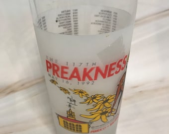 Preakness Stakes Official 1992 Pimlico Race 117 ~ Bar Glass ~ Baltimore MD ~ Collectible