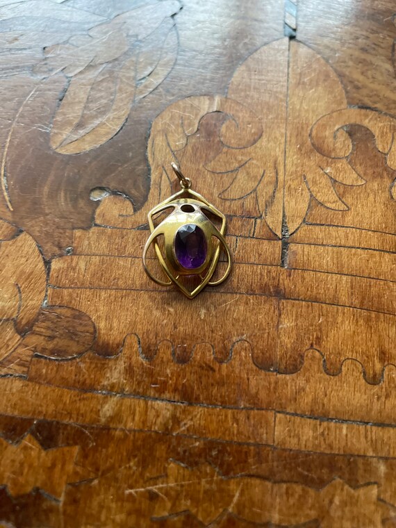 Lovely Antique Art Nouveau Natural Amethyst 9ct G… - image 4