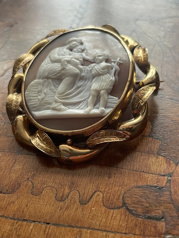 Lovely Antique Victorian Shell Cameo Gold Swivel … - image 9