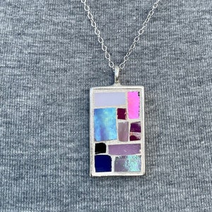 Pink and Purple Stained Glass Mosaic Pendant