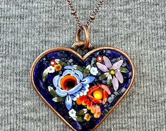 Italian Florentine Micro Mosaic Jewelry Pendant for Necklace