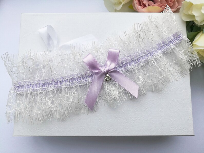 lilac garter ivory garter ivory lace garter bridal garter purple garters for wedding Lilac wedding garter ivory eyelash lace garter