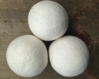 Wool Dryer Balls - Handmade *Set of 3* Natural White