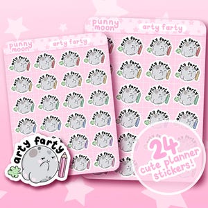 Arty Farty Sticker Sheet| Cute Planner Stickers for Artists| Fun Kawaii Stationery| Junk Journal and Scrapbook Supplies| Paper Craft Decor