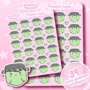 Cute Monster Sticker Sheet| Halloween Planner Stickers| Kawaii Zombie Decals| Spooky Journal| Fun Scrapbook Supplies| Girly Pink Stationery