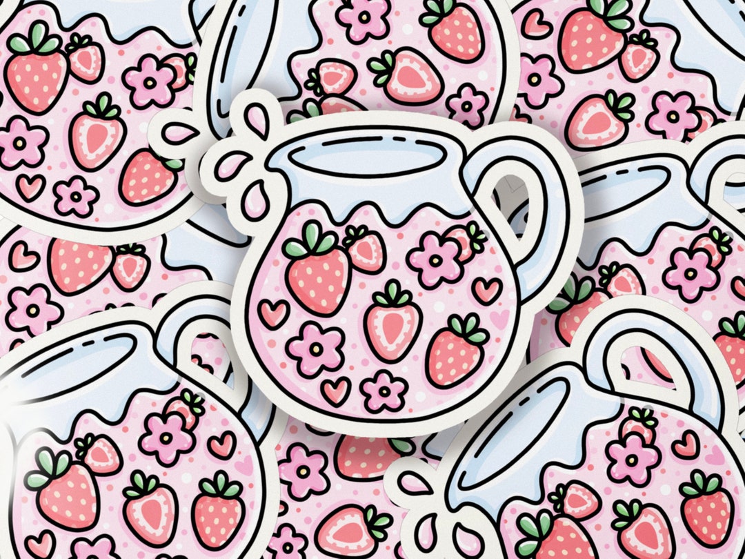 Cute Strawberry Lemonade Sticker Set| Kawaii Fruit Decals| Bullet ...