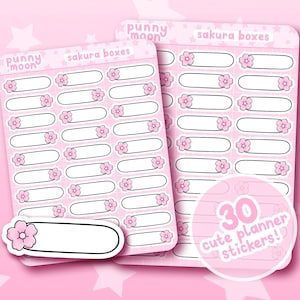 Sakura Box Sticker Sheet| Cute Planner Stickers| Kawaii Stationery Supplies| Cherry Blossom Decals| Bullet Journal| Girly Scrapbook Decor