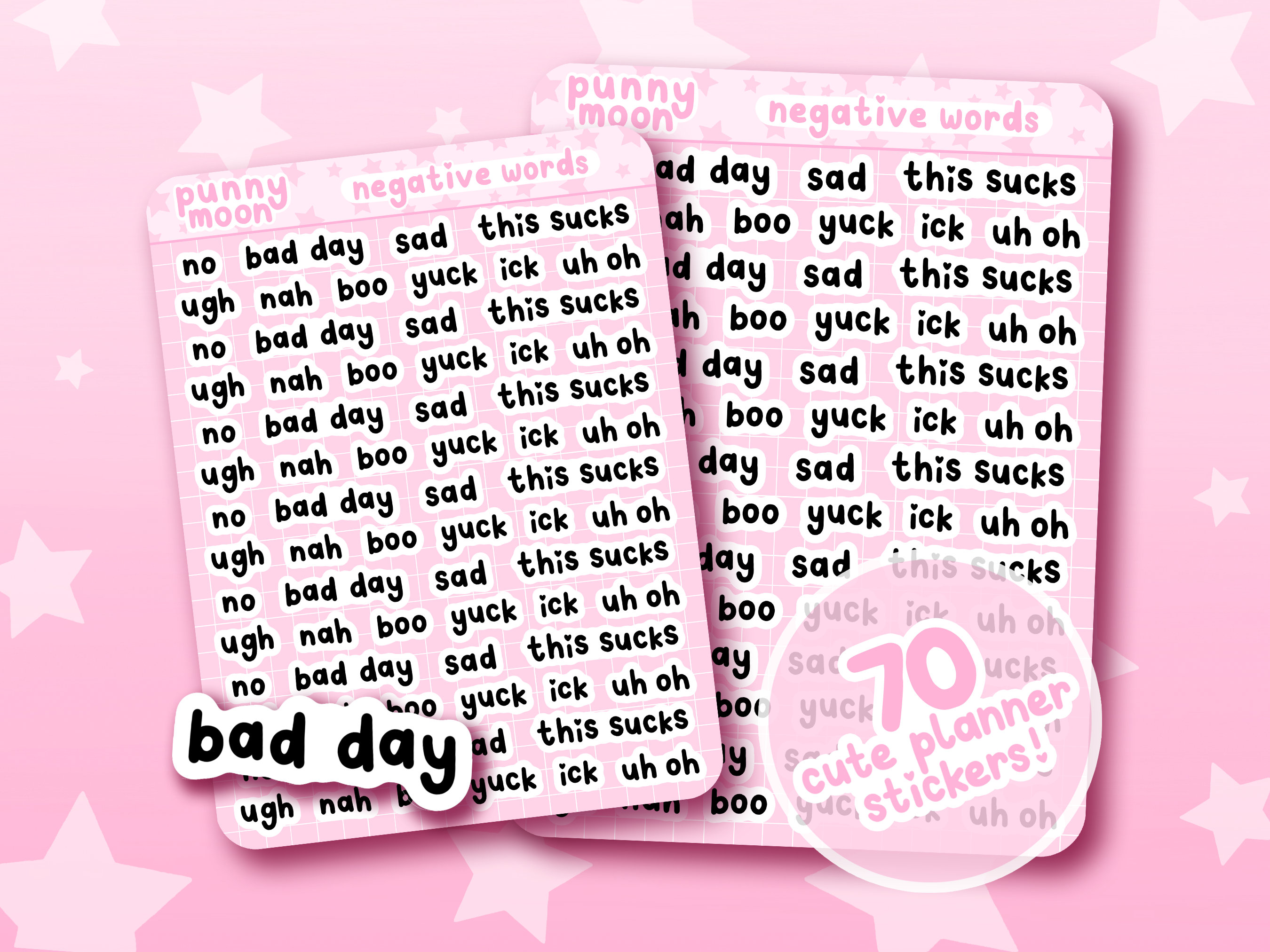 Bad Mood Sticker Sheet| Cute Planner Stickers| Kawaii Stationery ...