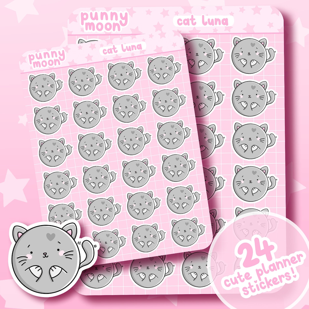 Cute Cat Sticker Sheet| Kawaii Kitten Planner Stickers| Halloween ...