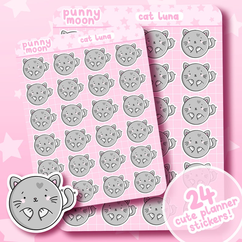 Cute Cat Sticker Sheet| Kawaii Kitten Planner Stickers| Halloween ...