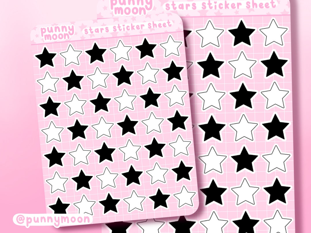 Black and White Star Sticker Sheet Cute Emo Stickers Goth Etsy UK