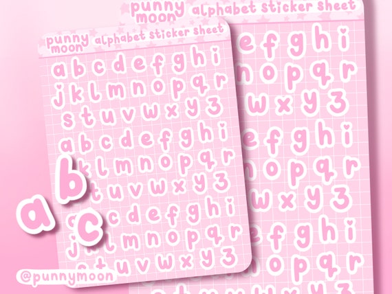 Pink Alphabet Sticker Sheet A-Z Letter Stickers Cute Font Planner Stickers  Kawaii Word Labels Handwritten Journal Stickers Scrapbooking 