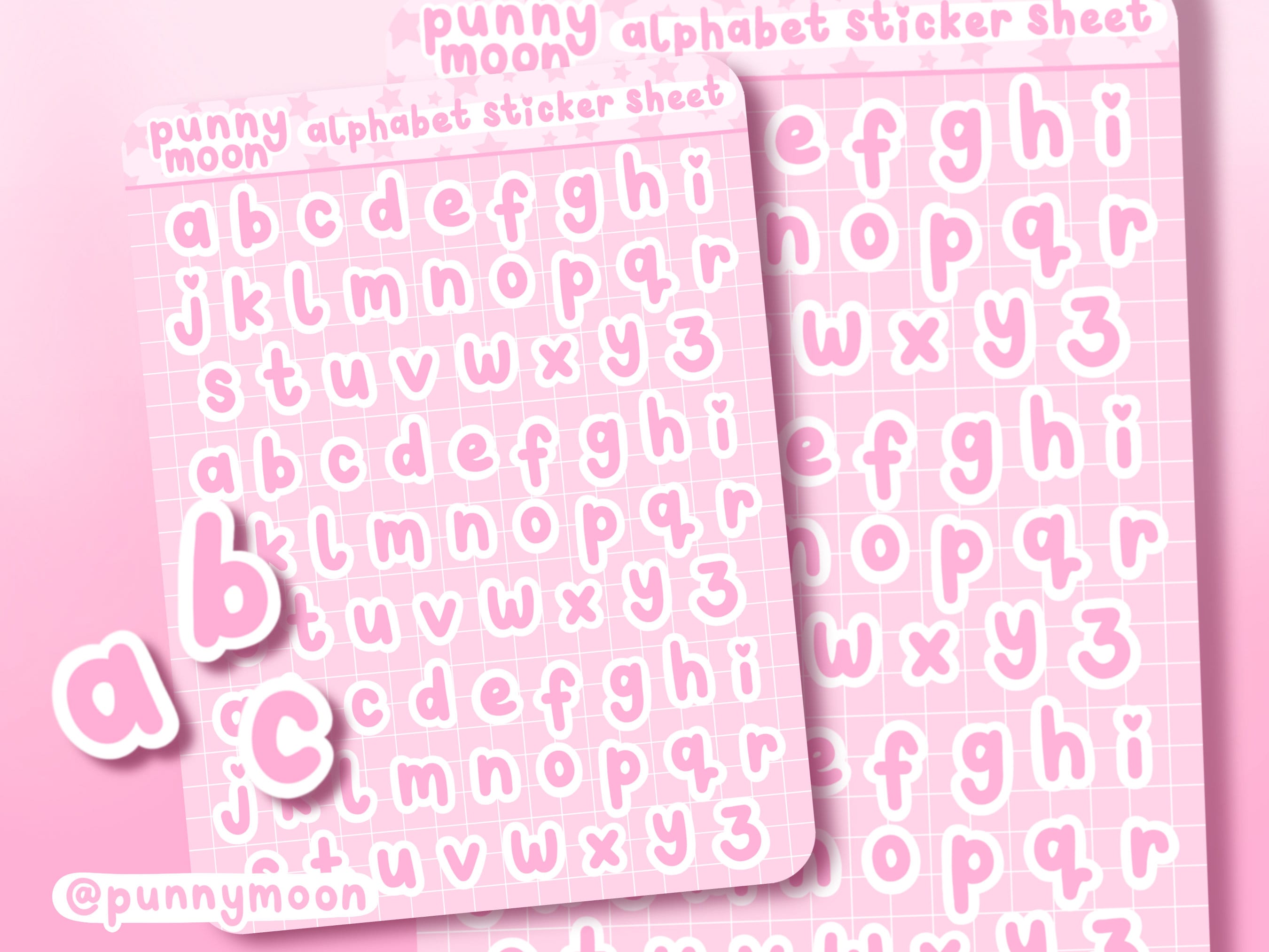 Pink Alphabet Sticker Sheet AZ Letter Stickers Cute Font Etsy UK