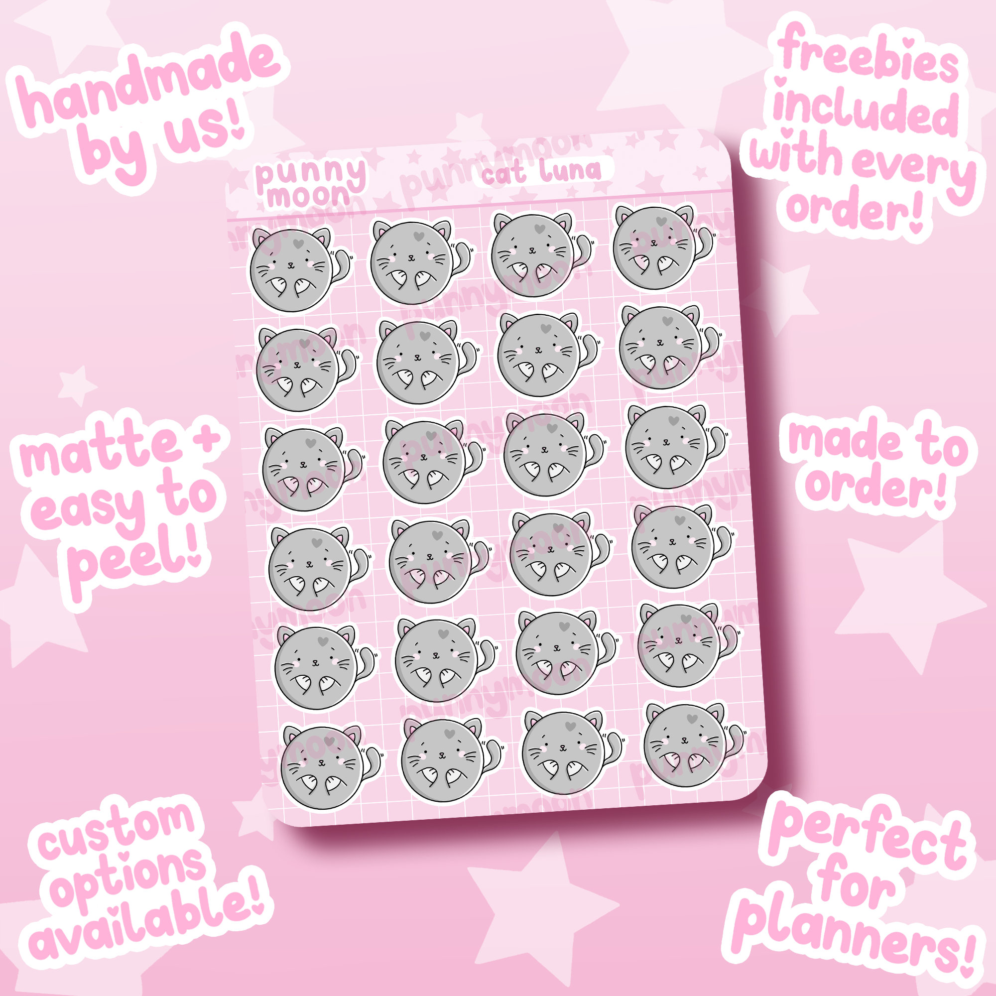 Cute Cat Sticker Sheet| Kawaii Kitten Planner Stickers| Halloween ...