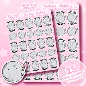 Feeling Stabby Sticker Sheet| Creepy Cute Planner Stickers| Kawaii Mood Tracker| Spooky Bujo| Halloween Scrapbook Supplies| Girly Stationery