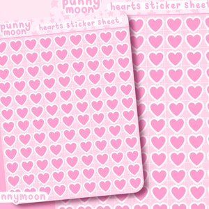Mini feuille d'autocollants coeurs roses | Stickers agenda colorés mignons | Sticker journal coeur kawaii | Esthétique rose pastel| Étiquette d'amour en forme de coeur
