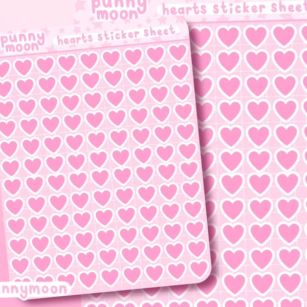 Mini Pink Hearts Sticker Sheet| Cute Colourful Planner Stickers| Kawaii Heart Journal Sticker| Pastel Pink Aesthetic| Heart Shape Love Label