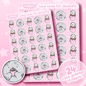 Cute Hot Chocolate Sticker Sheet| Cosy Drink Planner Stickers| Kawaii Food Tracker| Autumn Decals| Bujo Scrapbook Supplies| Girly Stationery