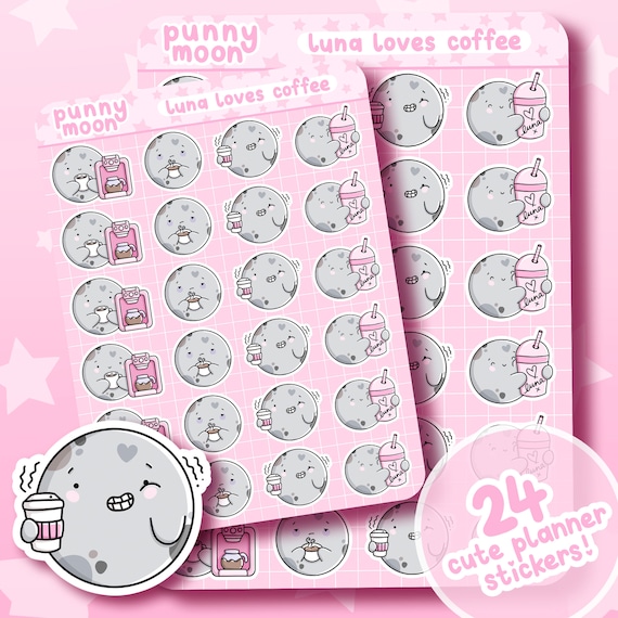 Cute Coffee Sticker Sheet| Caffeine Addict Planner Stickers| Kawaii Food and Drink| Mood Tracker| Scrapbook Supplies| Stationery for Girls