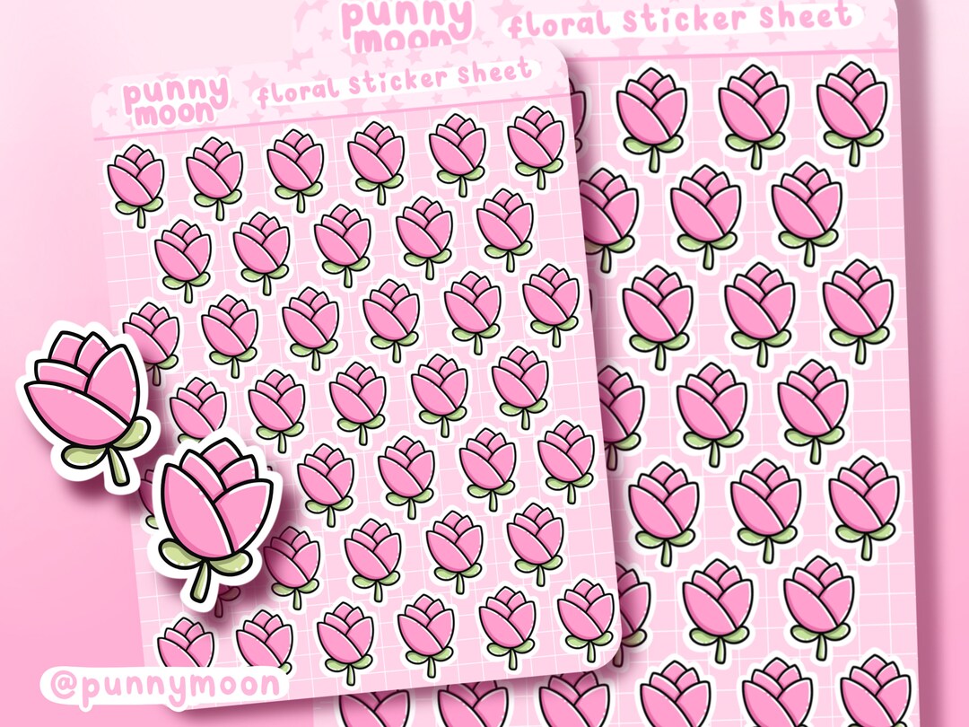 Cute Tulip Planner Stickers Kawaii Flower Sticker Sheet Spring Flowers ...