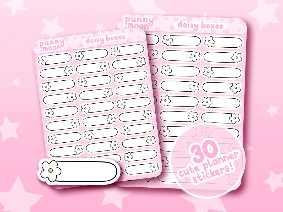 Daisy Box Sticker Sheet| Cute Planner Stickers| Kawaii Stationery ...