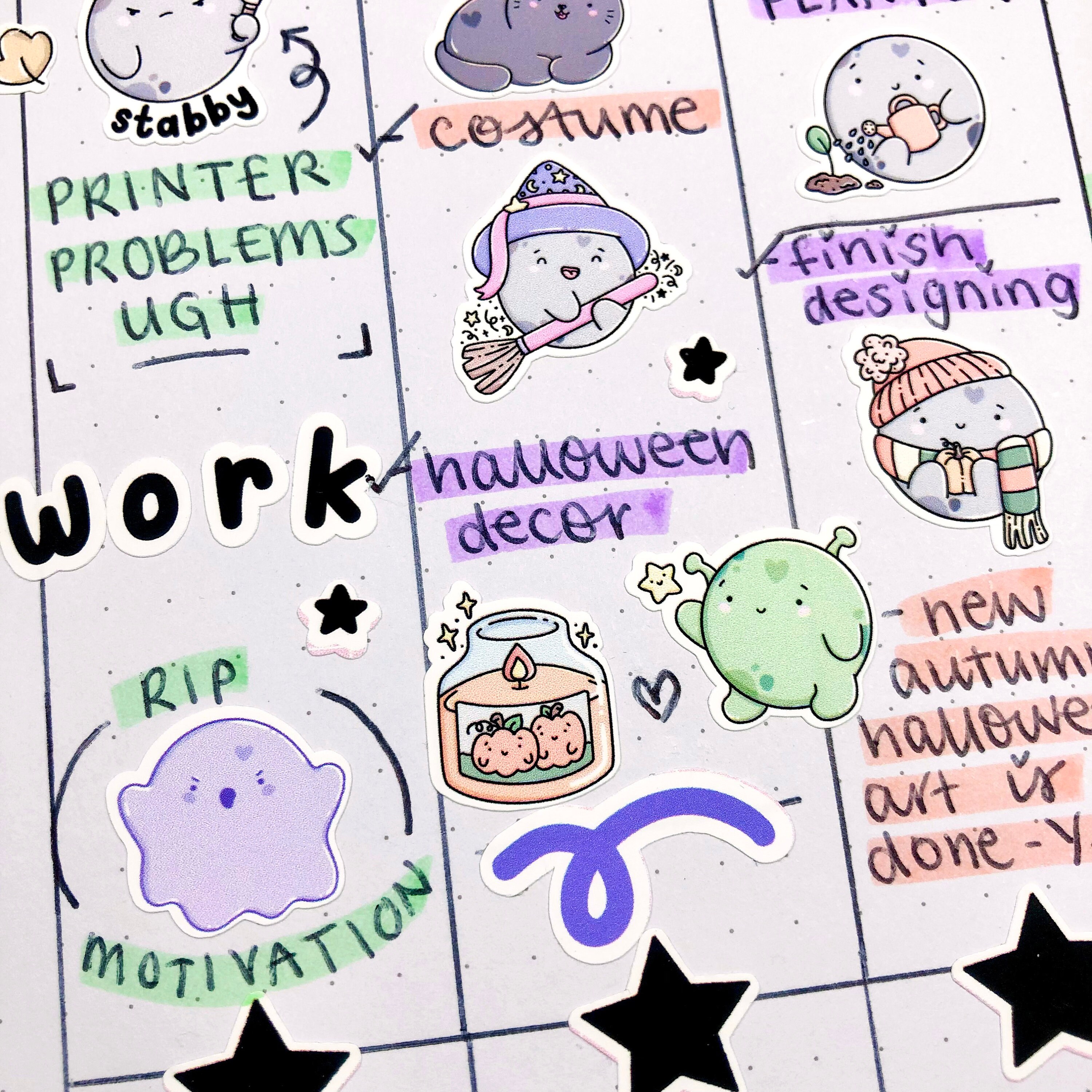 Outer Contents Sticker Cute Alien Sticker Sheet| Outer Space Planner Stickers| Kawaii Martian ...