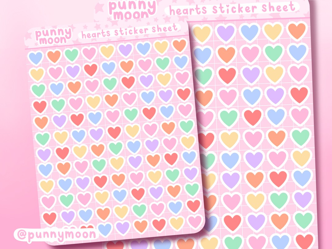 Mini Rainbow Hearts Sticker Sheet| Cute Colourful Planner Stickers ...