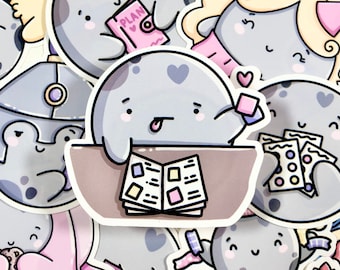 Luna Planner Stickers Vinyl Sticker| Cute Moon Sticker| Cute Planner Stickers| Journal Stickers| Pink Stationery| Kawaii Art| Laptop Sticker