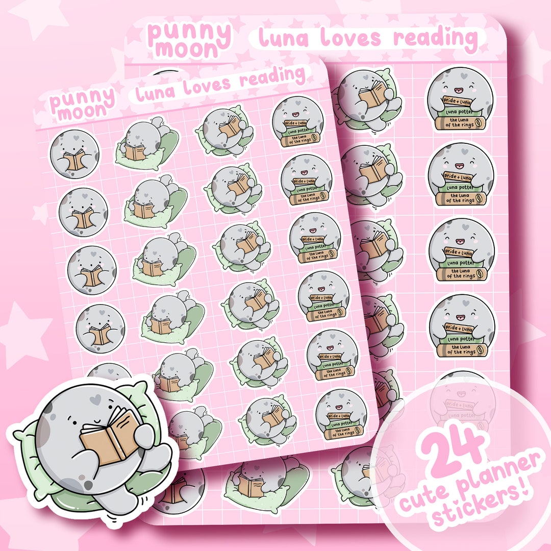 Cute Reading Sticker Sheet| Book Lover Planner Stickers| Kawaii ...