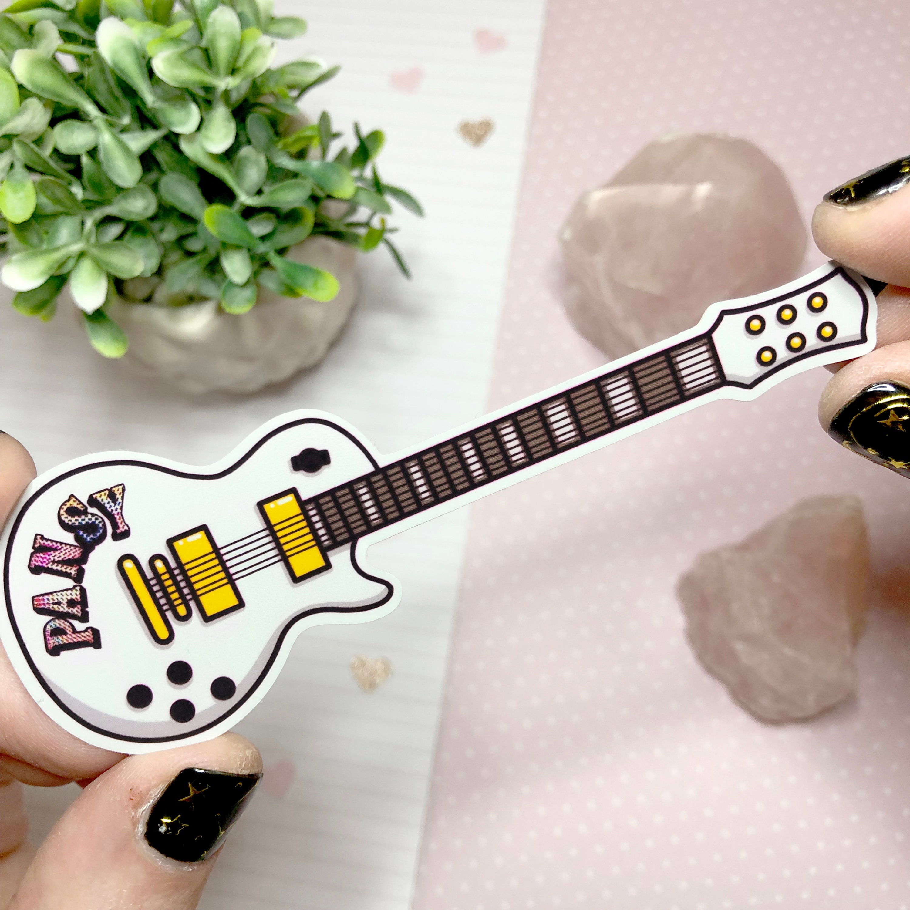 Pansy Guitar Vinyl Sticker | Emo Band | Cute Planner Stickers | Kawaii | Punnymoon