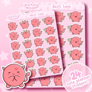 Little Devil Sticker Sheet| Creepy Cute Planner Stickers| Kawaii Mood Tracker| Halloween Scrapbook Supplies| Spooky Decor| Girly Stationery