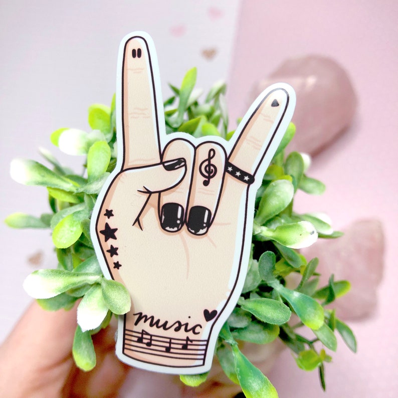 Rock Hand Vinyl Sticker | Emo | Cute Planner Stickers | Kawaii ...