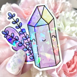Colourful Crystal Vinyl Sticker | Holographic | Cute Planner Stickers | Kawaii | Punnymoon