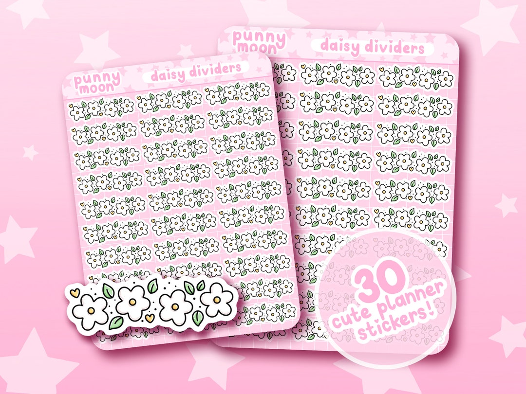 Sticker Deviders Daisy Dividers Sticker Sheet| Cute Planner Stickers| Kawaii Stationery ...
