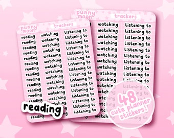Entertainment Sticker Sheet| Cute Planner Stickers| Kawaii Stationery Supplies| Simple Word Decals| Reading Tracker| Bullet Journal Decor
