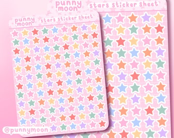 Mini Rainbow Stars Sticker Sheet| Cute Colourful Planner Stickers| Small Star Kawaii Stickers| Pastel Aesthetic Stickers| Journal Stickers