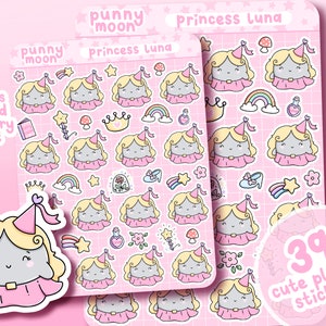 Princess Luna Planner Stickers| Cute Fairytale Sheet| Kawaii Magical Fantasy Journal Stickers| Girly Fairy Tale Stickers| Storybook Stickers