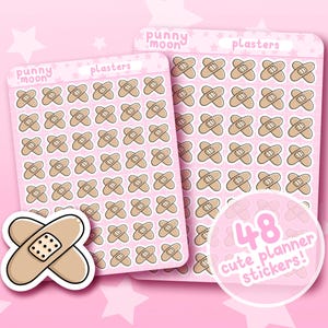 Plasters Sticker Sheet| Cute Planner Stickers for Mood Tracking| Kawaii Stationery| Bandage Icons for Bullet Journalling| Scrapbook Supplies