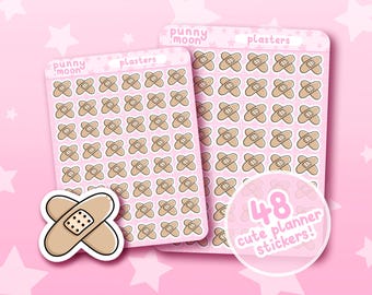 Plasters Sticker Sheet| Cute Planner Stickers for Mood Tracking| Kawaii Stationery| Bandage Icons for Bullet Journalling| Scrapbook Supplies