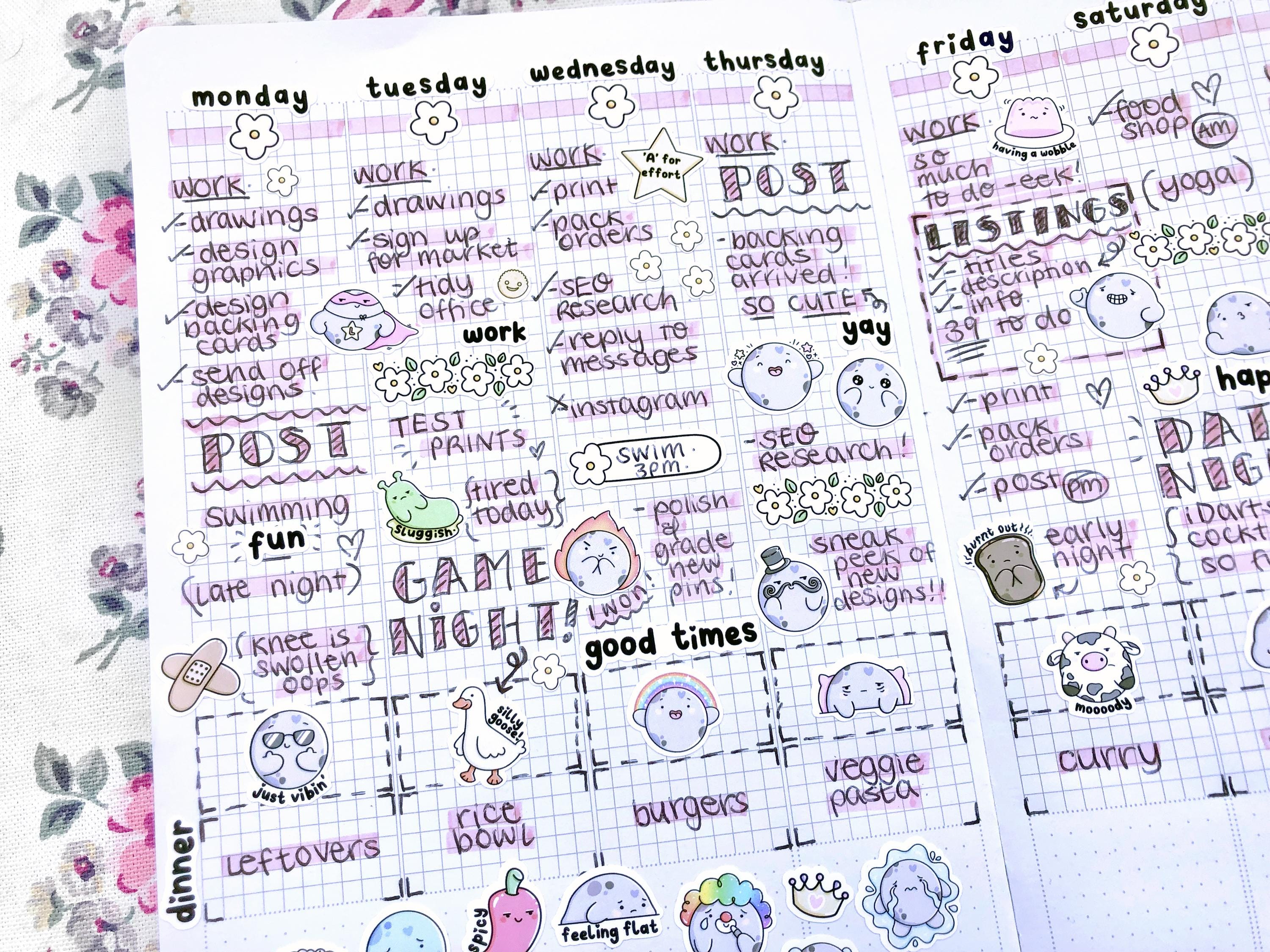 Emotions Sampler Sticker Sheet| Cute Planner Stickers for Mood Tracking ...