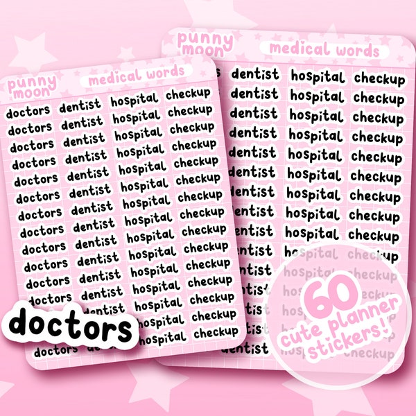 Medical Appointment Sticker Sheet| Cute Planner Stickers| Kawaii Stationery Supplies| Simple Word Decals| Chronic Illness Journal Tracker