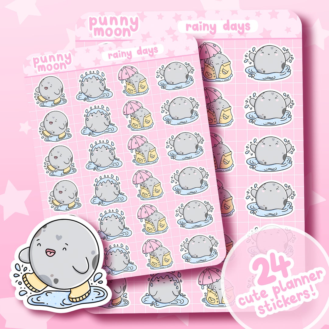 Cute Rainy Days Sticker Sheet| Rain Planner Stickers| Kawaii Weather ...