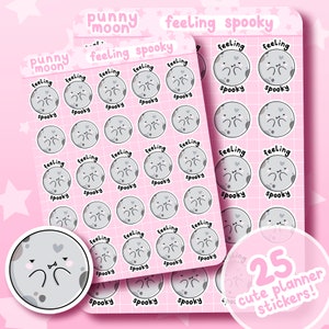 Feeling Spooky Vampire Sticker Sheet| Cute Halloween Planner Stickers| Kawaii Mood Tracker| Fun Decals| Scrapbook Supplies| Girly Stationery