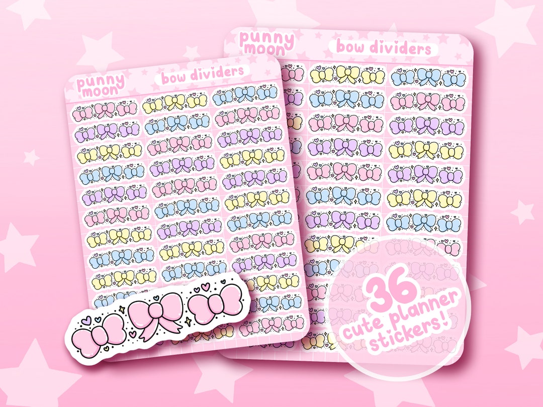 Sticker Deviders Bow Dividers Sticker Sheet| Cute Planner Stickers| Kawaii Stationery ...