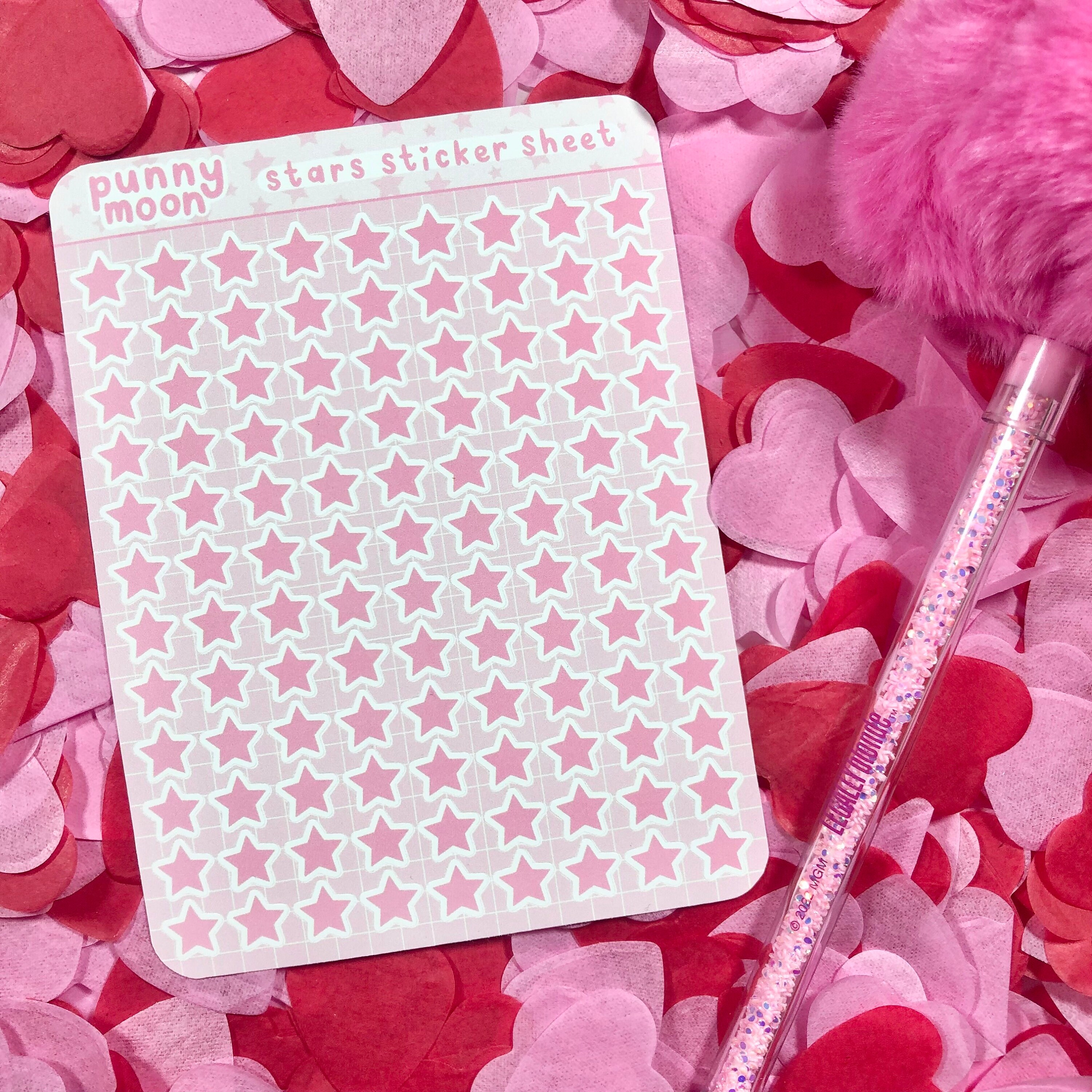 Mini Pink Stars Sticker Sheet| Cute Colourful Planner Stickers| Kawaii ...
