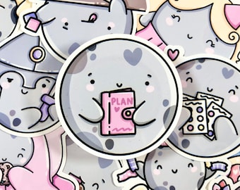 Luna Planner Vinyl Sticker| Cute Moon Sticker| Cute Planner Stickers| Journal Stickers| Pink Stationery| Kawaii Art| Laptop Sticker